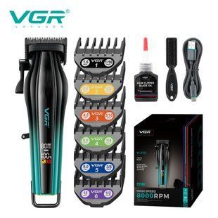 Машинка для стрижки VGR V-273 GREEN, 6 насадок, 8000 об/мин, 3000 mAh, LED дисплей, аккумуляторная 11164 фото