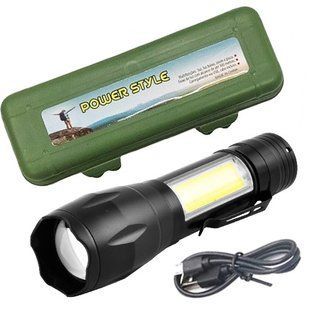 Ліхтар BL-T629S-XPE+COB, ЗП mircoUSB, вбудований акумулятор, zoom, затискач 8773 фото