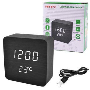 Часы сетевые VST-872-6 белые, (корпус черный) USB 5960 фото
