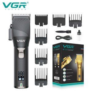 Аккумуляторная машинка для стрижки VGR V-280 BLACK, 6 насадок, LED дисплей 11292 фото