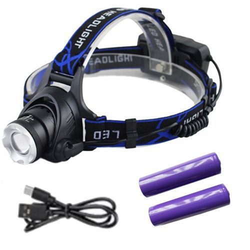 Фонарь налобный V9-XPE+UV, ЗУ microUSB, zoom 10111 фото