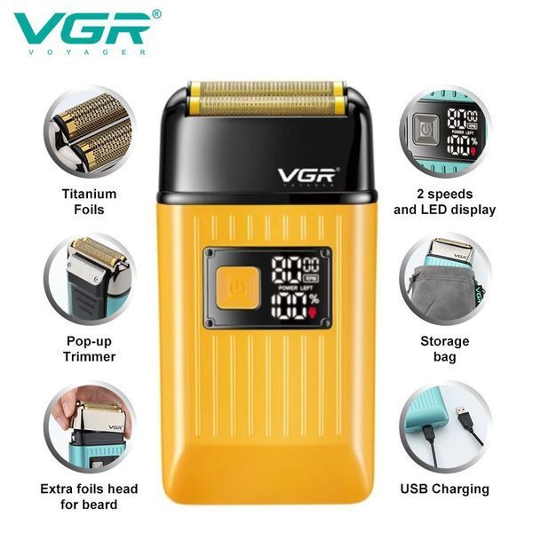 Електробритва VGR V-357 GOLD 3-в-1: шейвер з подвійним лезом, триммером та LED дисплеєм, IPX6 9868 фото