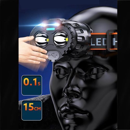 Фонарь налобный 666-2XPL, Motion Sensor, индикация заряда, Li-Ion аккумулятор, ЗУ Type-C 10230 фото