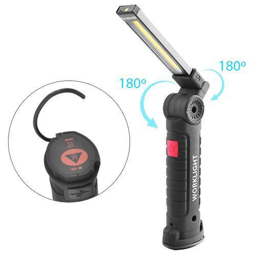 Ліхтар кемпінг W-52-SMD+COB, вбудований акумулятор, ЗУ micro USB, поворот180&ordm;+180&ordm;, магніт, затискач, гак 5408 фото