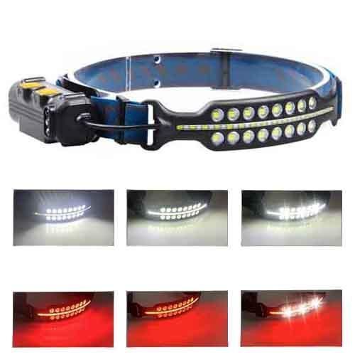Фонарь налобный BL-W690-2-SMD (white+red), Motion Sensor, Li-Ion аккум., ЗУ Type-C 8984 фото