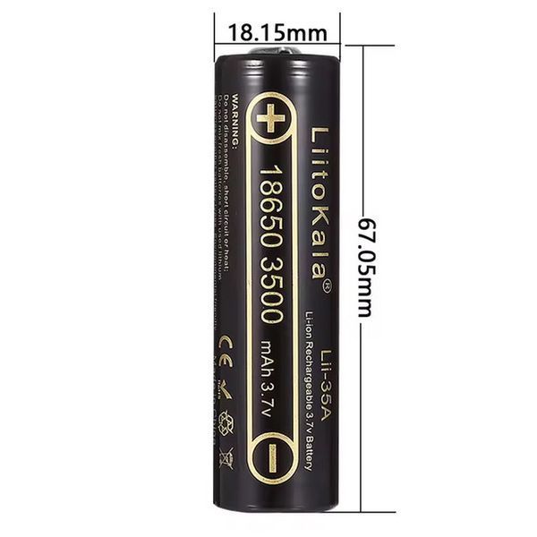 Аккумулятор LiitoKala 35A-JT 18650, 3500mAh, оригинал (Li-ion батарея 3.7В для фонарей и электроники) 11032 фото