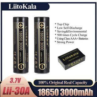 Акумулятор LiitoKala Lii-30A 18650, 3000mAh, оригінал (Li-ion батарея 3.7В для ліхтарів та електроніки) 11031 фото