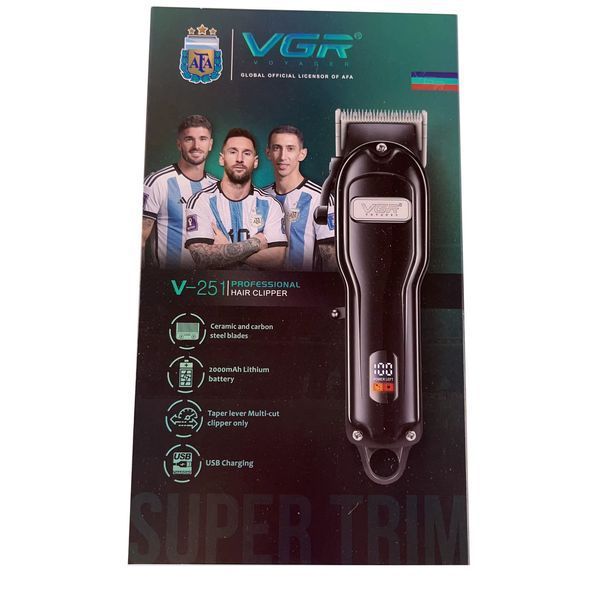 Акумуляторна машинка для стрижки VGR V-251, 2000 mAh, 4 насадки, LED дисплей 11308 фото