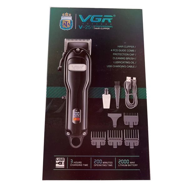 Акумуляторна машинка для стрижки VGR V-251, 2000 mAh, 4 насадки, LED дисплей 11308 фото