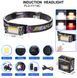 Ліхтар налобний YY-19С-5SMD+COB(white+yellow+red), Motion Sensor, Li-Ion акумулятор, ЗУ Type-C, магніт 10594 фото 1