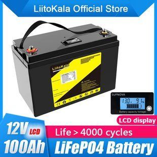 Аккумулятор LiFePO4, LiitoKala, 12V 100Ah, с LCD дисплеем, BMS smart плата 10355 фото