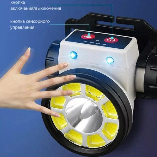 Фонарь налобный PLD-LY004-XTE+COB, Motion Sensor, Li-Ion аккумулятор, индикация заряда, магнит 10090 фото
