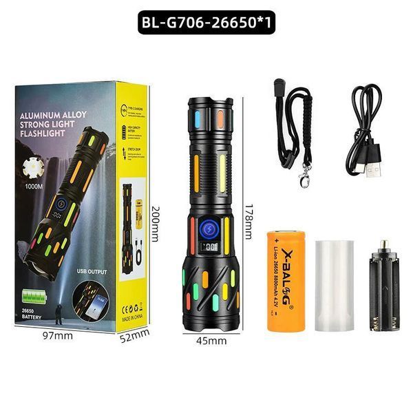 Фонарь NIGHT VISION FLUORESCENCE CB-G706-TG, аккумулятор 26650, power bank, USB Type-C, зум 10875 фото