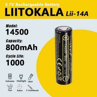 Акумулятор LiitoKala Lii-14A 14500, 800mAh, оригінал (Li-ion батарея 3.7В для ліхтарів та електроніки) 11035 фото