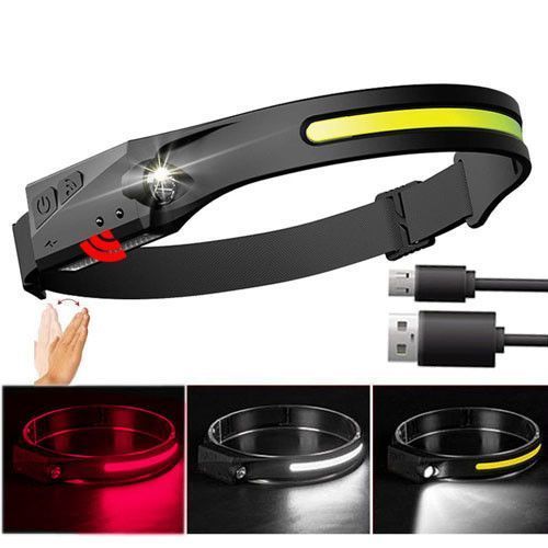 Фонарь налобный BL-W689/G28-LM+COB (white+red), Motion Sensor, Li-Ion аккум., ЗУ Type-C 9138 фото