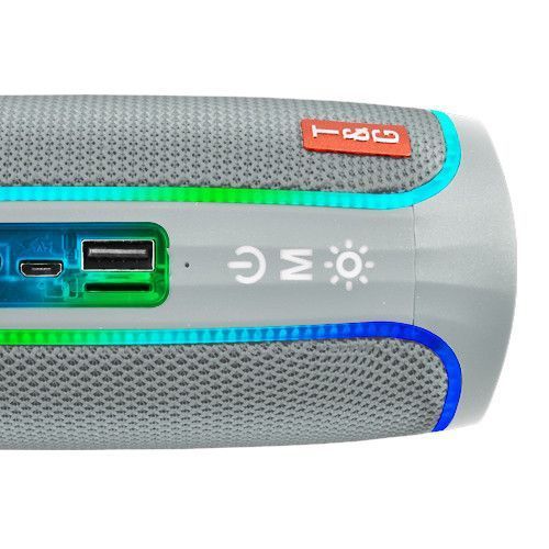 Bluetooth колонка TG288 з RGB підсвічуванням, FM-радіо та speakerphone, 10 Вт, Grey 8698 фото