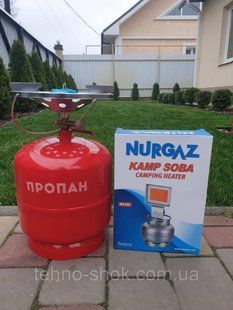 Комплект газовий кемпінговий балон Intertool 8 л пальник нагрівач NURGAZ NG-309 4222-1 фото