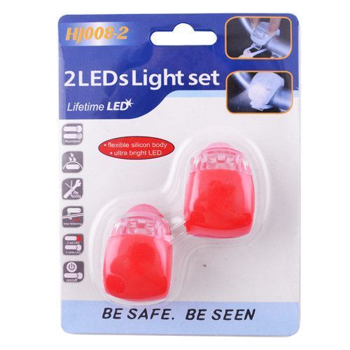 Велофонарь HJ008-2 Ultra brite, 2-Led red, 2xCR2032 7498 фото