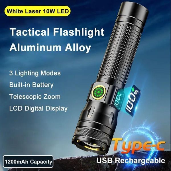 Фонарь 1136-WHITE LASER LED PM10-TG, Li-Ion, USB Type-C, лазер, zoom 10893 фото