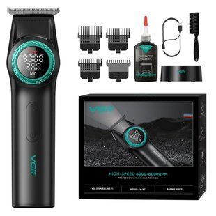 Триммер VGR V-977 BLACK, 6000&ndash;8000 об/мин, 2500 mAh, 4 насадки, LED дисплей, аккумуляторный 9105 фото