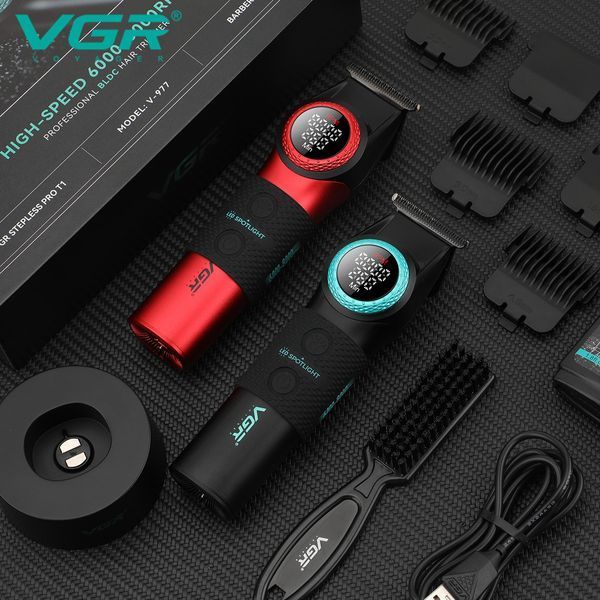Триммер VGR V-977 BLACK, 6000&ndash;8000 об/мин, 2500 mAh, 4 насадки, LED дисплей, аккумуляторный 9105 фото