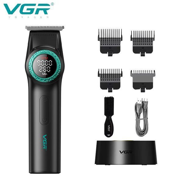 Триммер VGR V-977 BLACK, 6000&ndash;8000 об/мин, 2500 mAh, 4 насадки, LED дисплей, аккумуляторный 9105 фото