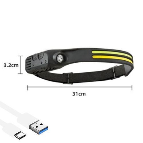 Фонарь налобный BL-W689-LM+2COB (white+yellow), Motion Sensor, Li-Ion аккум., ЗУ Type-C 8986 фото