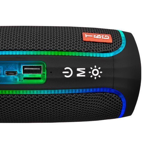 Bluetooth колонка TG288 з RGB підсвічуванням, FM-радіо та speakerphone, 10 Вт, Black 8696 фото