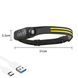 Фонарь налобный BL-W689-LM+2COB (white+yellow), Motion Sensor, Li-Ion аккум., ЗУ Type-C 8986 фото 2