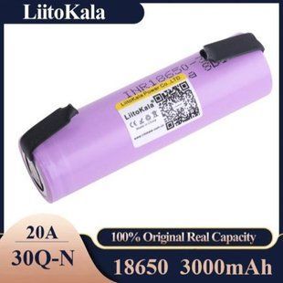 Акумулятор 18650, LiitoKala 30Q-N, 3000mAh, з контактами під паяння 9186 фото