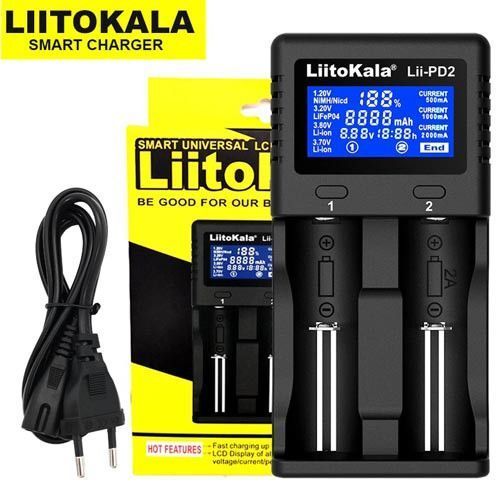 LiitoKala Lii-PD2 універсальний зарядний пристрій для АА, ААА,18650, 26650, 21700 Li-Ion, LiFePO4, NiCd/NiMH 9294 фото