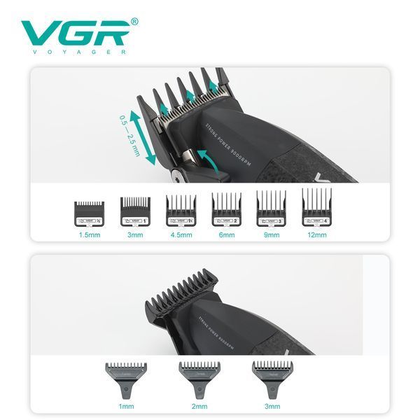 Комплект VGR 3 в 1 V-640 S3 BLACK: машинка для стрижки, триммер та електробритва 11285 фото