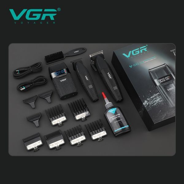 Комплект VGR 3 в 1 V-640 S3 BLACK: машинка для стрижки, триммер та електробритва 11285 фото