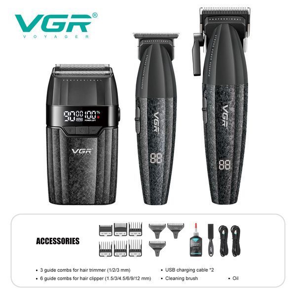 Комплект VGR 3 в 1 V-640 S3 BLACK: машинка для стрижки, триммер та електробритва 11285 фото