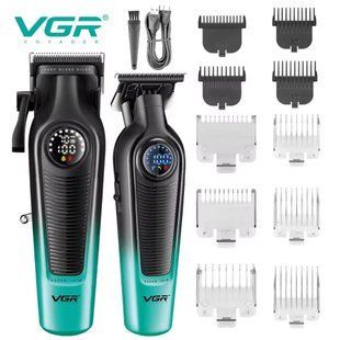 Комплект VGR 2 в 1 V-196&996 GREEN, машинка для стрижки и триммер, LED дисплей 11316 фото