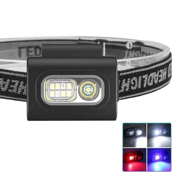 Налобный фонарь 505 с XPE+8SMD (белый+красный+синий), аккумуляторный, USB Type-C, с магнитной клипсой 10896 фото