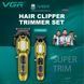 Набор VGR 2 в 1 V-600&900 GOLD &mdash; машинка и триммер с LED дисплеем и 10 насадками 9340 фото 10