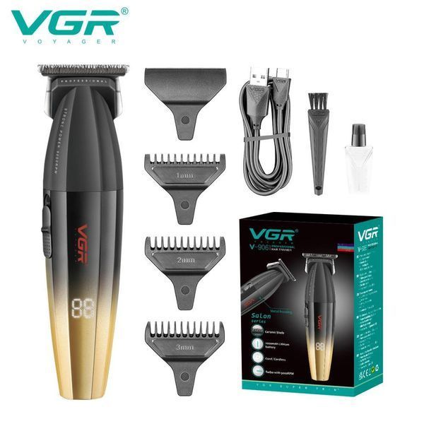Триммер для бороды и волос VGR V-906 GOLD, керамическое лезвие, TURBO 9000 RPM, LED дисплей, 3 насадки 11543 фото
