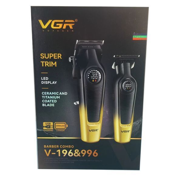 Комплект VGR 2 в 1 V-196&996 GOLD, машинка для стрижки и триммер, LED дисплей 11317 фото
