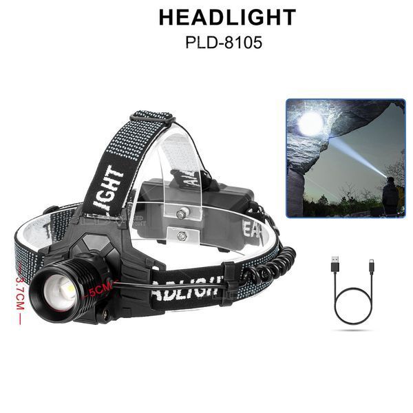 Налобний ліхтар 8105 WHITE LASER LED PM10-TG, акумуляторний, 2x18650, USB Type-C, з функцією zoom 10773 фото