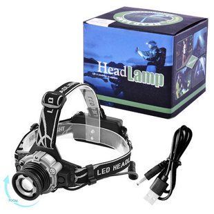 Фонарь налобный Police W002-XPE, Motion Sensor, 2x18650, zoom, ЗУ USB 5129 фото