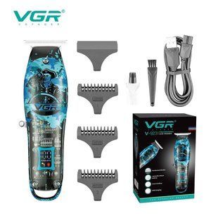 Триммер VGR V‑923, аккумуляторный, 3 насадки, LED дисплей, борода, усы, виски, USB зарядка 9109 фото