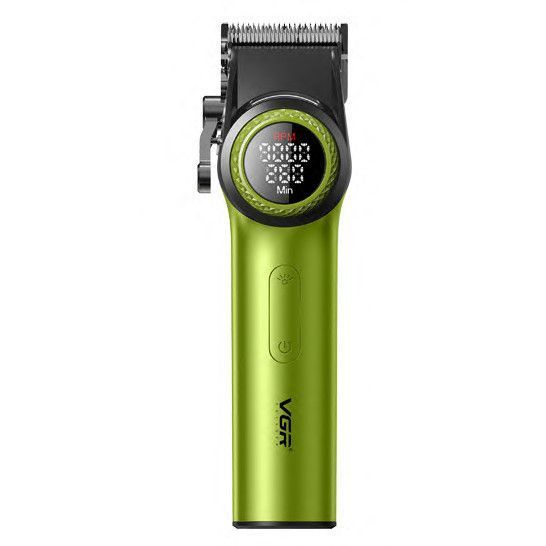 Акумуляторна машинка для стрижки VGR V-001 GREEN, 10 насадок, 9000 RPM, 4600 mAh, LED дисплей та підсвічування 11542 фото