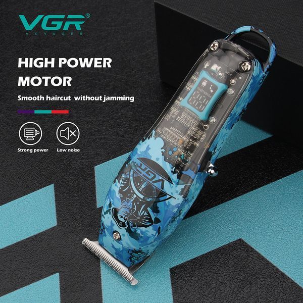 Тример VGR V‑923, акумуляторний, 3 насадки, LED дисплей, борода, вуса, віскі, USB зарядка 9109 фото