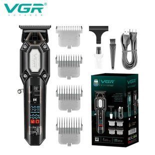 Триммер VGR V‑900 BLACK, 4 насадки, 7000 об/мин, LED дисплей, аккумуляторный, USB зарядка 9102 фото