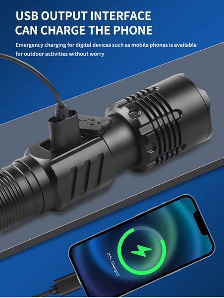 Фонарь COB18 White Laser LED + COB, аккумулятор, Power Bank, магнит, Type-C, Zoom 10778 фото