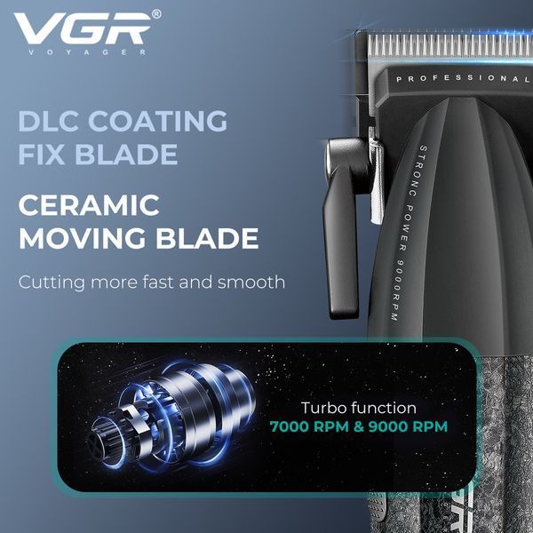 Комплект для стрижки VGR V-640 BLACK 2 в 1 &mdash; триммер и машинка с LED дисплеем и 6 насадками 9033 фото