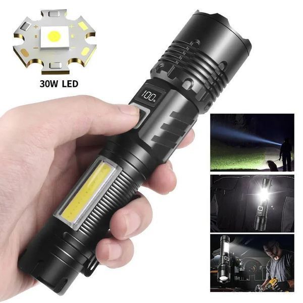 Фонарь COB18 White Laser LED + COB, аккумулятор, Power Bank, магнит, Type-C, Zoom 10778 фото