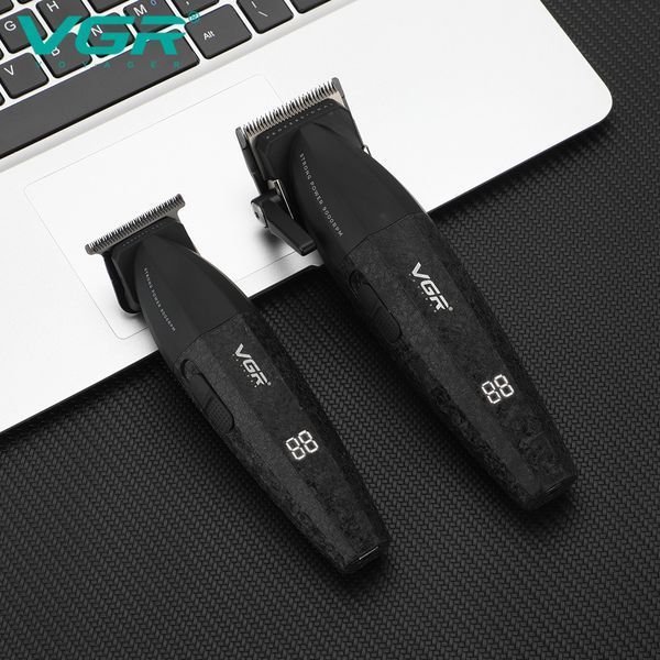 Комплект для стрижки VGR V-640 BLACK 2 в 1 &mdash; триммер и машинка с LED дисплеем и 6 насадками 9033 фото