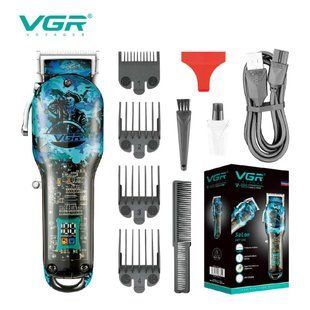 Машинка для стрижки VGR V‑685, аккумуляторная, 4 насадки, LED дисплей, USB зарядка 9108 фото